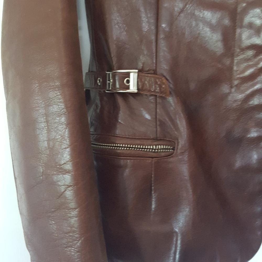 RUDSAK Brown Leather Jacket – Snap Button – Made in Canada - Picture 6 of 15